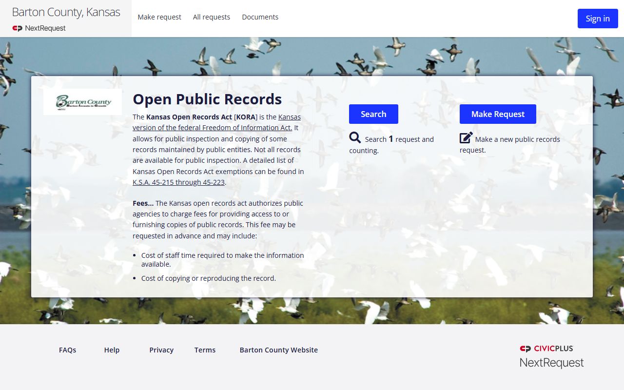 Barton County inmate records KORA NextRequest portal